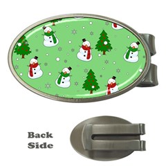 Snowman Pattern Money Clips (oval)  by Valentinaart