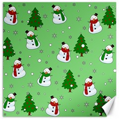 Snowman Pattern Canvas 16  X 16   by Valentinaart