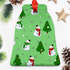 Snowman Pattern Bell Ornament (two Sides) by Valentinaart