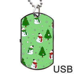 Snowman Pattern Dog Tag Usb Flash (one Side) by Valentinaart