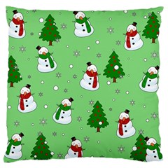 Snowman Pattern Large Flano Cushion Case (one Side) by Valentinaart