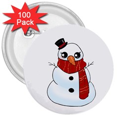 Kawaii Snowman 3  Buttons (100 Pack)  by Valentinaart