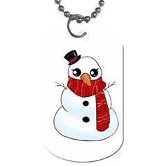 Kawaii Snowman Dog Tag (two Sides) by Valentinaart