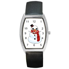 Kawaii Snowman Barrel Style Metal Watch by Valentinaart