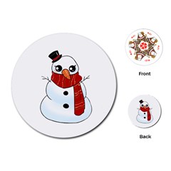 Kawaii Snowman Playing Cards (round)  by Valentinaart