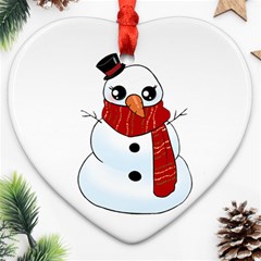 Kawaii Snowman Heart Ornament (two Sides) by Valentinaart