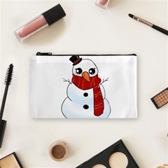 Kawaii Snowman Cosmetic Bag (small)  by Valentinaart