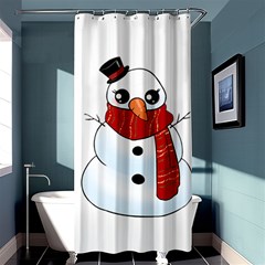 Kawaii Snowman Shower Curtain 36  X 72  (stall)  by Valentinaart