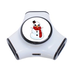 Kawaii Snowman 3-port Usb Hub by Valentinaart