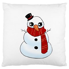 Kawaii Snowman Large Cushion Case (one Side) by Valentinaart