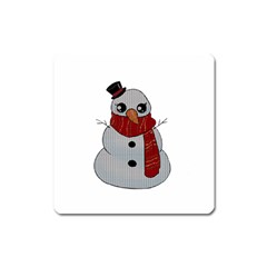 Kawaii Snowman Square Magnet by Valentinaart