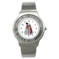 Kawaii Snowman Stainless Steel Watch by Valentinaart