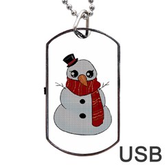 Kawaii Snowman Dog Tag Usb Flash (two Sides) by Valentinaart