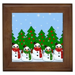 Kawaii Snowman Framed Tiles by Valentinaart