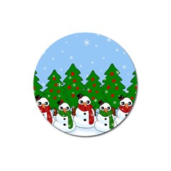 Kawaii Snowman Magnet 3  (round) by Valentinaart