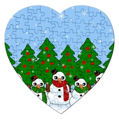 Kawaii Snowman Jigsaw Puzzle (heart) by Valentinaart