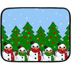 Kawaii Snowman Double Sided Fleece Blanket (mini)  by Valentinaart