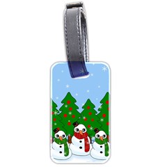 Kawaii Snowman Luggage Tags (two Sides) by Valentinaart