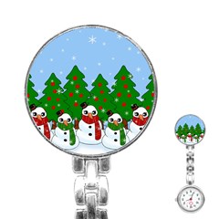 Kawaii Snowman Stainless Steel Nurses Watch by Valentinaart