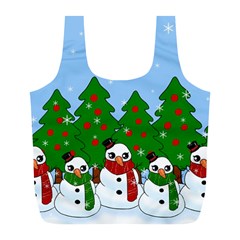 Kawaii Snowman Full Print Recycle Bags (l) 