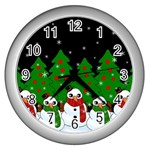 Kawaii Snowman Wall Clocks (Silver)  Front