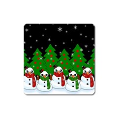 Kawaii Snowman Square Magnet by Valentinaart