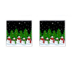 Kawaii Snowman Cufflinks (square)