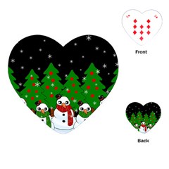 Kawaii Snowman Playing Cards (heart)  by Valentinaart