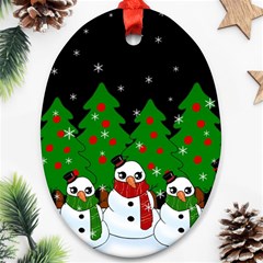 Kawaii Snowman Oval Ornament (two Sides) by Valentinaart