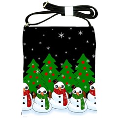 Kawaii Snowman Shoulder Sling Bags by Valentinaart