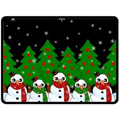 Kawaii Snowman Fleece Blanket (large) 