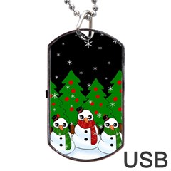 Kawaii Snowman Dog Tag Usb Flash (one Side) by Valentinaart