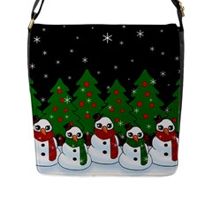 Kawaii Snowman Flap Messenger Bag (l) 