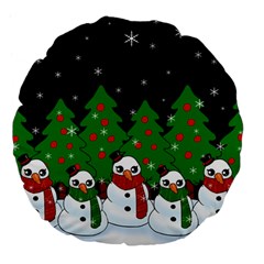 Kawaii Snowman Large 18  Premium Flano Round Cushions by Valentinaart