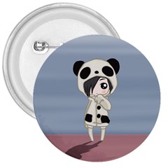 Kawaii Panda Girl 3  Buttons by Valentinaart