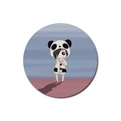 Kawaii Panda Girl Rubber Coaster (round)  by Valentinaart