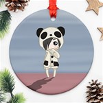 Kawaii Panda Girl Round Ornament (Two Sides) Front