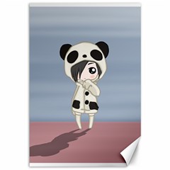 Kawaii Panda Girl Canvas 12  X 18   by Valentinaart