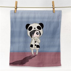 Kawaii Panda Girl Face Towel by Valentinaart