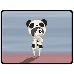 Kawaii Panda Girl Fleece Blanket (large)  by Valentinaart