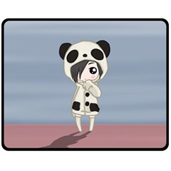 Kawaii Panda Girl Fleece Blanket (medium)  by Valentinaart