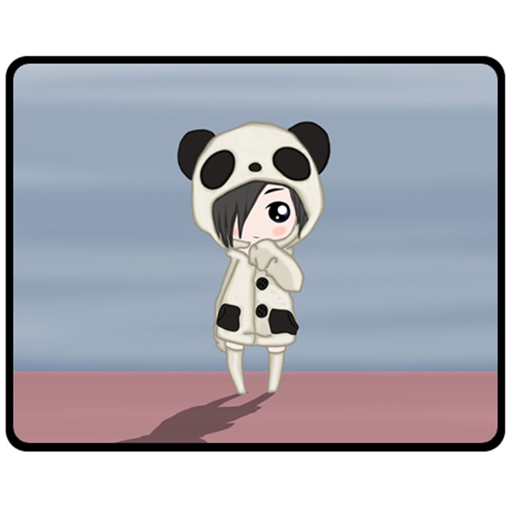 Kawaii Panda Girl Fleece Blanket (Medium) 