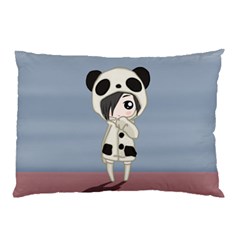 Kawaii Panda Girl Pillow Case (two Sides) by Valentinaart