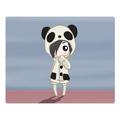 Kawaii Panda Girl Double Sided Flano Blanket (large)  by Valentinaart