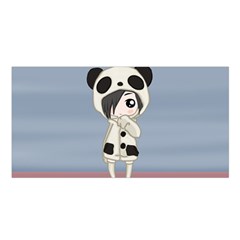 Kawaii Panda Girl Satin Shawl by Valentinaart