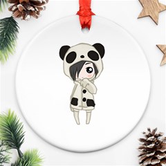 Kawaii Panda Girl Ornament (round) by Valentinaart