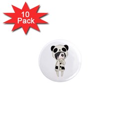 Kawaii Panda Girl 1  Mini Magnet (10 Pack)  by Valentinaart