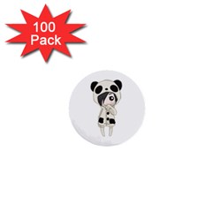 Kawaii Panda Girl 1  Mini Buttons (100 Pack) 