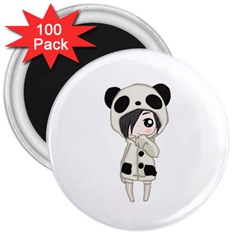 Kawaii Panda Girl 3  Magnets (100 Pack) by Valentinaart