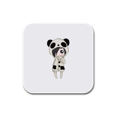 Kawaii Panda Girl Rubber Square Coaster (4 Pack)  by Valentinaart